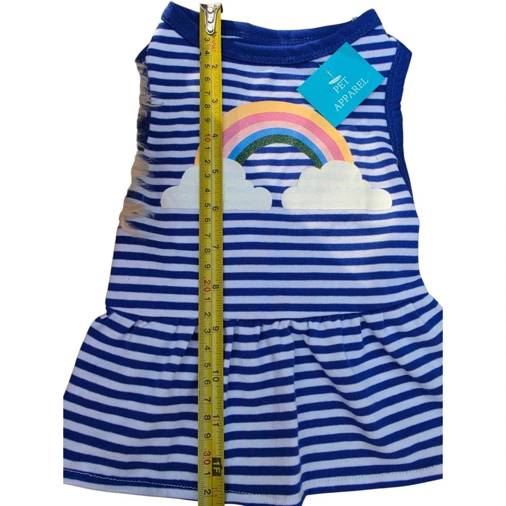 NWT New Dog Rainbow Blue Summer Dress S Small Pet